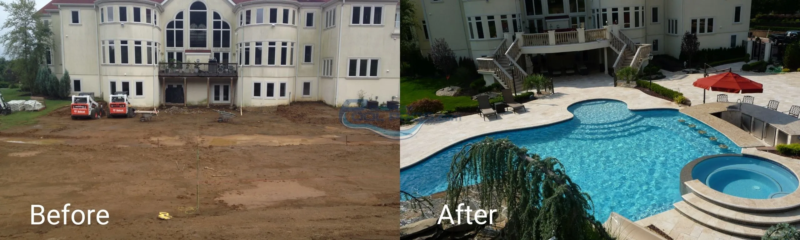 inground pool installation before after