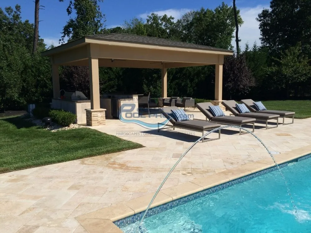 Inground pool, flat patio & pavers installation in Princeton Junction NJ, backyard pools