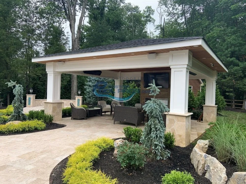 patio with pavilion installation in Edison NJ, pool installers