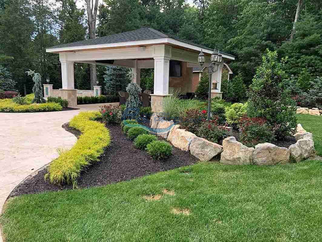 backyard landscaping with Pool Pavilion in NJ, landscaping services